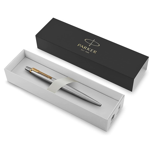 Boligrafo Parker de diseno ejecutivo y escritura suave. Cuerpo metalico con acabados premium, ideal como pieza personal o regalo corporativo. Acabado en dorado.