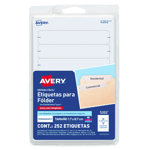 ETIQUETA FÓLDER BLANCA LÁSER/INKJET 1.7 X 8.7 CM, PAQ 252 ETIQUETA FÓLDER BLANCA LÁSER/INKJET 1.7 X 8.7 CM, PAQ 252