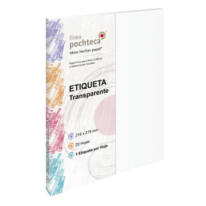 ETIQUETA ADHESIVA CARTA TRANSPARENTES, 20 HOJAS, TAMANO 216 X 279mm ETIQUETA ADHESIVA CARTA TRANSPARENTES, 20 HOJAS, TAMANO 216 X 279mm