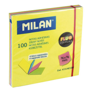 NOTAS ADHESIVAS MILAN 3 X 3 4 COLORES 100H NOTAS ADHESIVAS MILAN 3 X 3 4 COLORES 100H