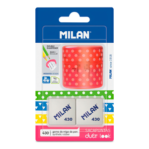 SACAPUNTAS MILAN ROSA + 2 BORRADORES MILAN SACAPUNTAS MILAN ROSA + 2 BORRADORES MILAN