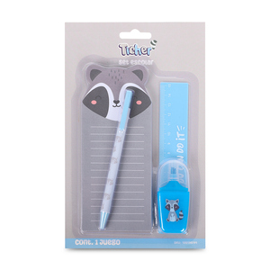 SET ESCOLAR MAPACHE  (CONTIENE: BOLIGRAFO, REGLA, MARCATEXTO, NOTAS ADHESIVAS) SET ESCOLAR MAPACHE  (CONTIENE: BOLIGRAFO, REGLA, MARCATEXTO, NOTAS ADHESIVAS)