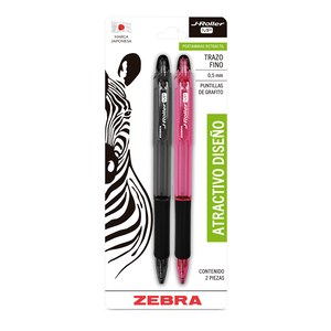 PORTAMINAS ZEBRA J-ROLLER MP 0,5MM NEGRO - ROSA 2U PORTAMINAS ZEBRA J-ROLLER MP 0,5MM NEGRO - ROSA 2U
