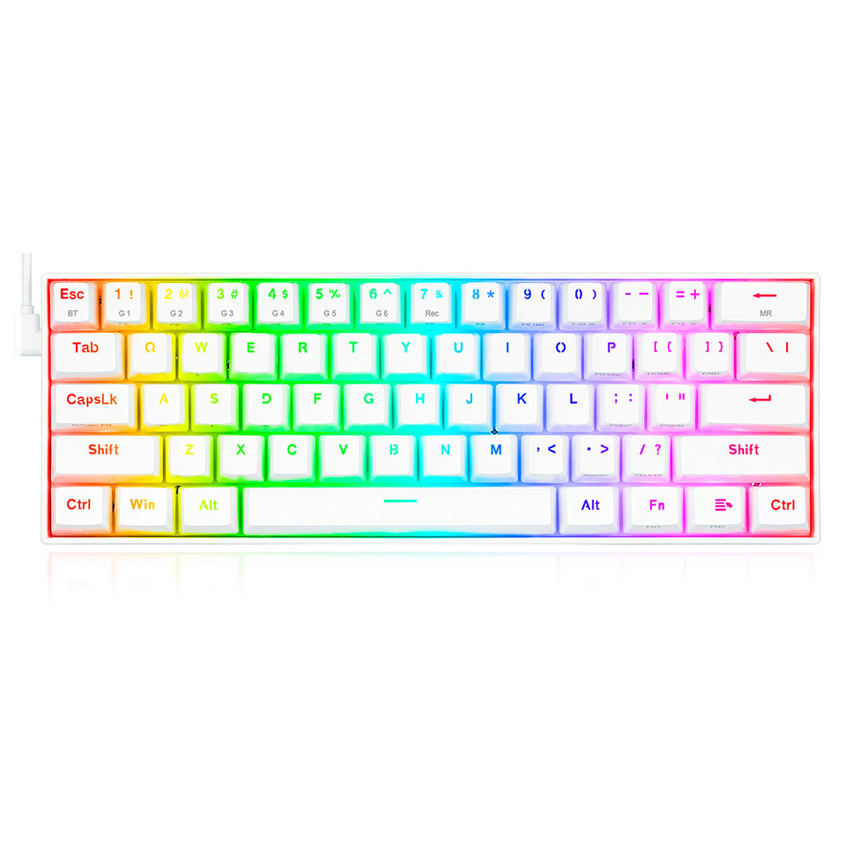 TECLADO REDRAGON GAMING INALAMBRICO DRACONIC BLANCO K530W-RGB