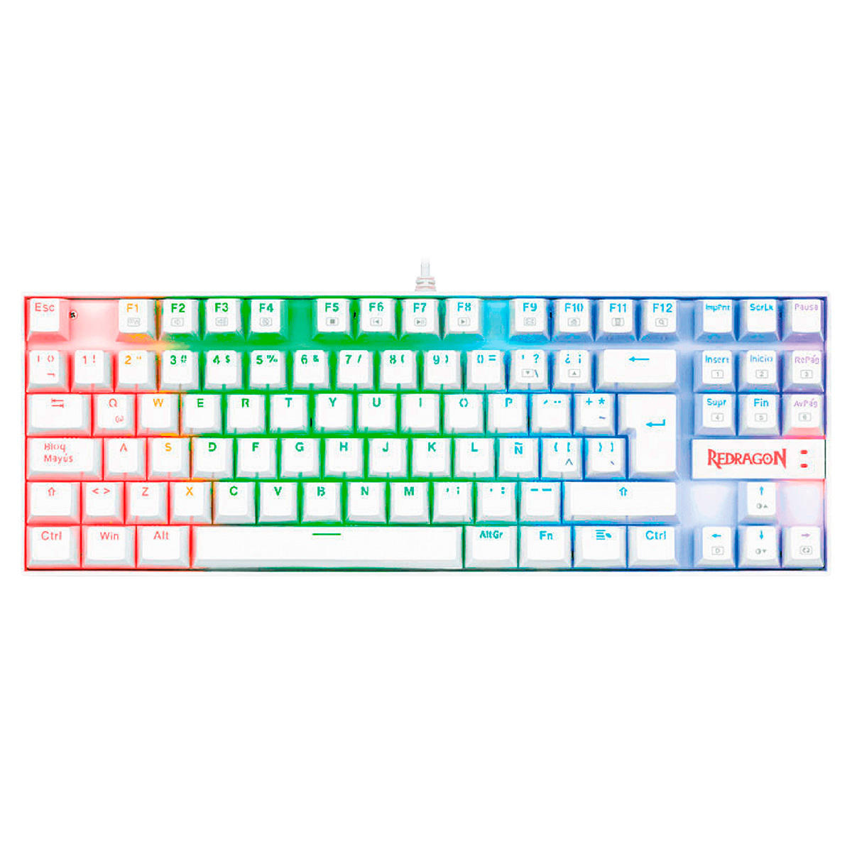 TECLADO REDRAGON KUMARA USB RETROILUMINADO BLANCO K552W-KR-SP