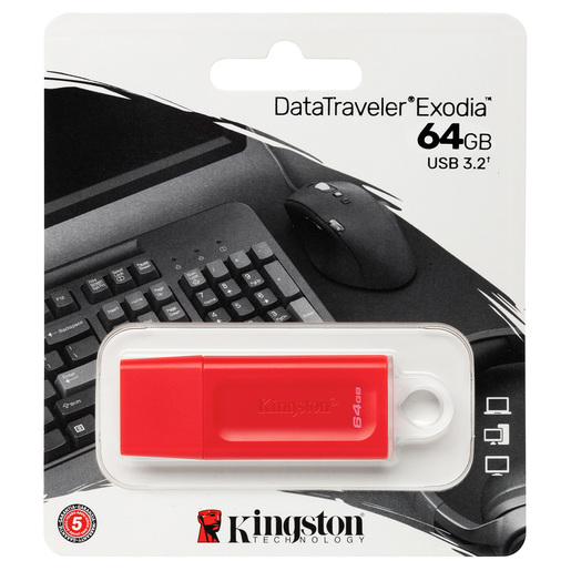 MEMORIA KINGSTON 64GB USB32 GEN 1 EXODIA ROJO