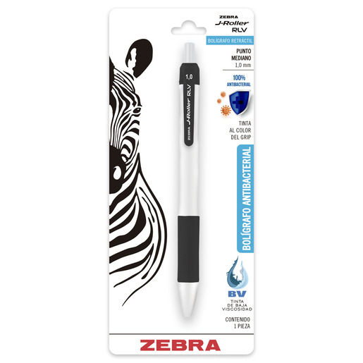 Boligrafo retractil marca Zebra con mecanismo de clic para uso rapido. Escritura suave y duradera, perfecto para escuela, oficina y uso diario.
