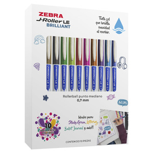 BOLIGRAFO ZEBRA GEL ROLLER 0.7MM  LE BRILLIANT 10U BOLIGRAFO ZEBRA GEL ROLLER 0.7MM  LE BRILLIANT 10U