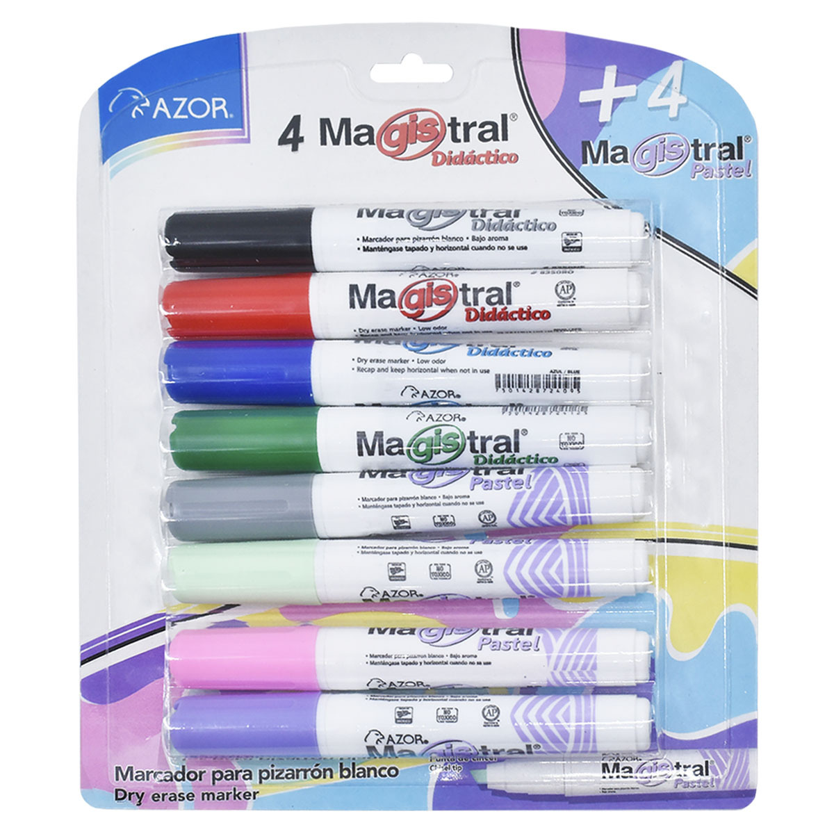 MARCADOR PARA PIZARRA MAGISTRAL 8U (4 CLASICOS + 4 PASTEL)