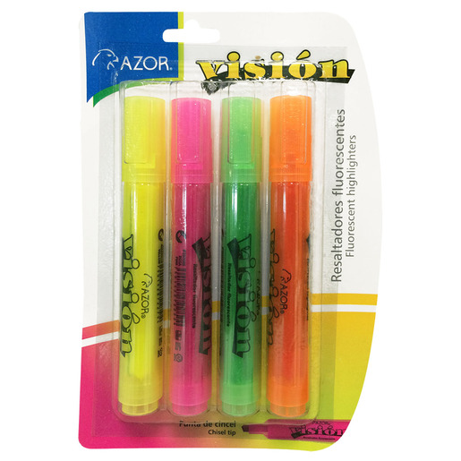 Marcatextos marca Azor con tinta fluorescente para resaltar información clave en libros, apuntes y documentos. Trazo uniforme que no traspasa el papel.