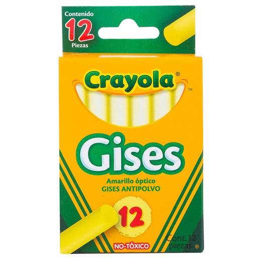 YESOS CRAYOLA AMARILLO ANTIPOLVO 12U