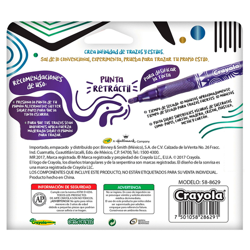 MARCADORES CRAYOLA ALTERNATIVE GLITTER 8U