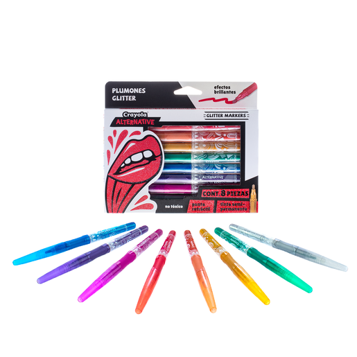 MARCADORES CRAYOLA ALTERNATIVE GLITTER 8U