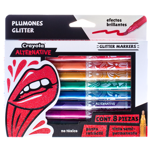 MARCADORES CRAYOLA ALTERNATIVE GLITTER 8U