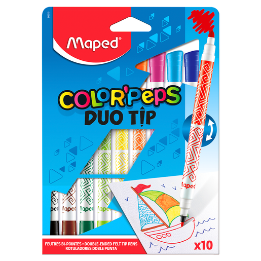 Marcadores marca Maped con tinta de alta cobertura y colores vibrantes. Versatiles para escuela, oficina, arte y manualidades.