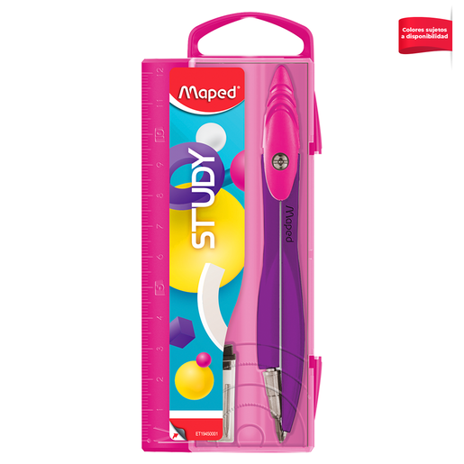 Compás marca Maped para trazar círculos y arcos con precisión. Ajuste firme y materiales resistentes, ideal para geometría, dibujo técnico y arte.