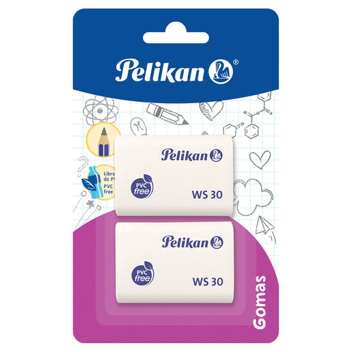 Borrador marca Pelikan de goma suave que elimina trazos de lapiz sin maltratar el papel. Ideal para escuela, oficina y dibujo.