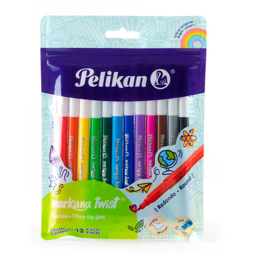 Marcadores marca Pelikan con tinta de alta cobertura y colores vibrantes. Versatiles para escuela, oficina, arte y manualidades.