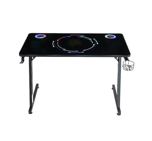 ESCRITORIO GAMING CON LUZ Y VIDRIO TEMPLADO