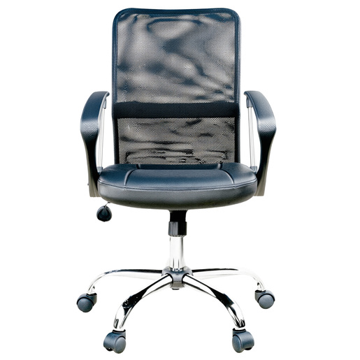 SILLA EJECUTIVA RESPALDO MESH NEGRO BASE CROMADA SKY CHAIRS