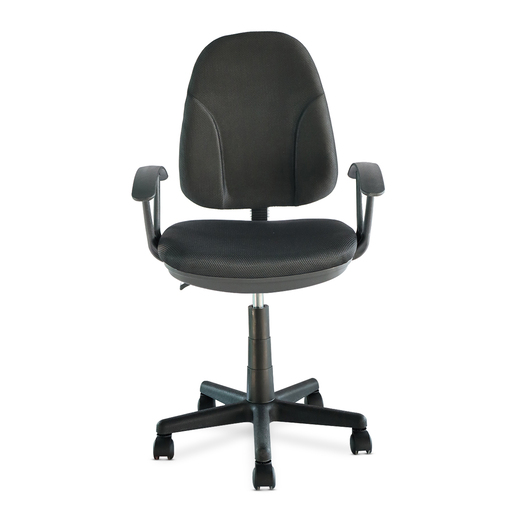 SILLA SECRETARIAL DE TELA CON BRAZOS COLOR NEGRO ERGONOMICA