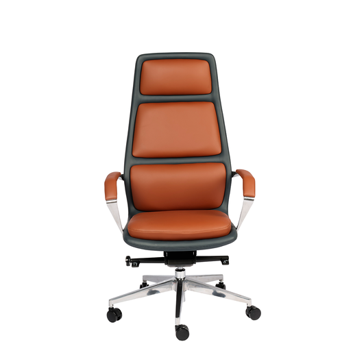 SILLA GERENCIAL ALTA PU CAFÉ/NEGRO BASE METAL 66 X 65.5 X 127.5-135.5CM