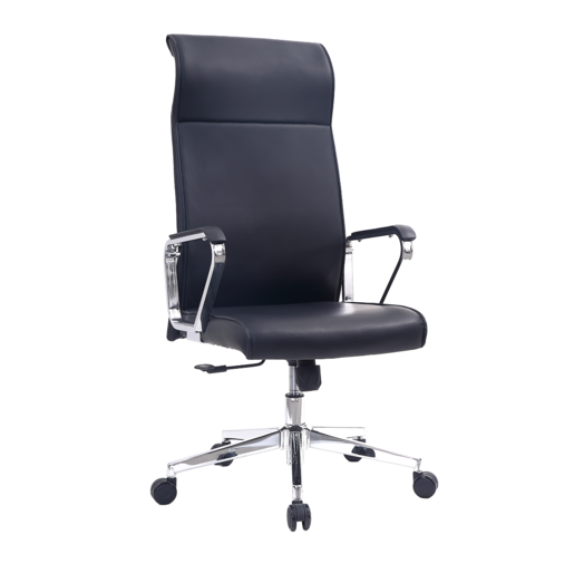 SILLA EJECUTIVA CON RESPALDO ALTO Y ASIENTO EN PU. COLOR NEGRO MEDIDAS: 62X60X102 CM