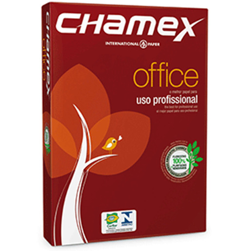 Papel CHAMEX tamaño tabloide 11x17, 75 g/m², 500 hojas. De alta blancura y acabado uniforme, ideal para impresoras de inyección de tinta y láser, fotocopiadoras y uso general de oficina.