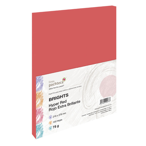 PAPEL BRIGHTS ROJO POCHTECA 100HJS 75GR