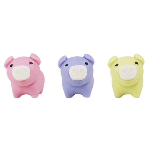 Borrador con forma de cerdito. Diseño divertido y original, ideal como regalo para niños y coleccionistas. Tamaño compacto para borrar con precisión. Disponible en surtido de figuras.
