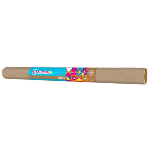 Rollo de papel kraft EUROMAC 70 cm x 5 m. Papel kraft resistente y versátil para empacar, forrar libros, manualidades y envíos. Ecológico, biodegradable y de alta resistencia al desgarro.
