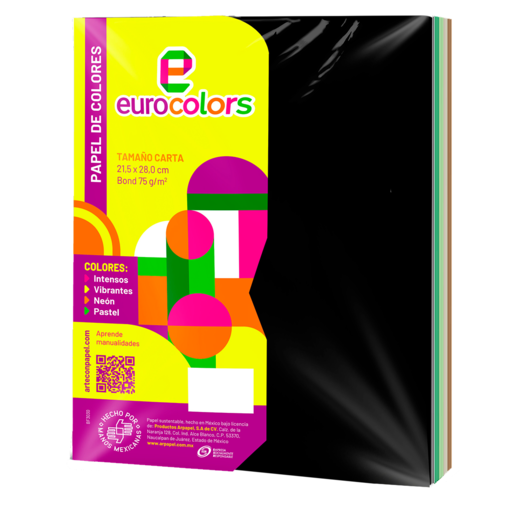 Papel bond terra EUROCOLOR en 5 colores, 100 hojas. Paquete multicolor con diseños temáticos inspirados en la naturaleza. Ideal para proyectos creativos, decoración e impresiones especiales.