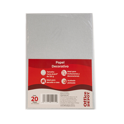PAPEL MAJESTIC TOOKY A4 COLOR PLATA BRILLANTE 120GSM 20 HOJAS