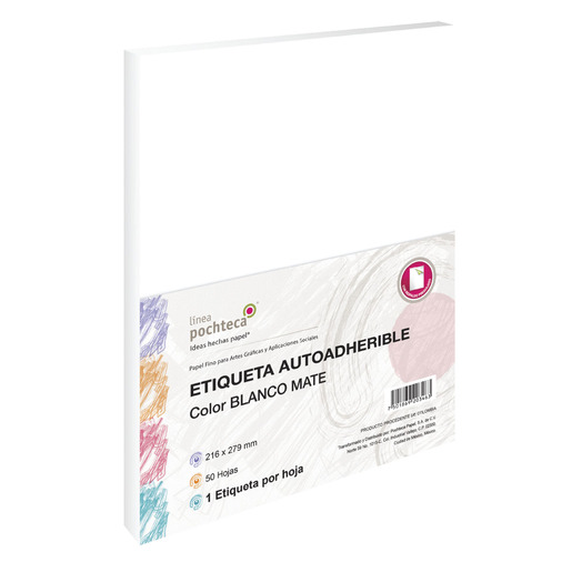 ETIQUETA ADHESIVA CARTA BLANCO, 50 HOJAS, TAMAÑO 216 X 279mm