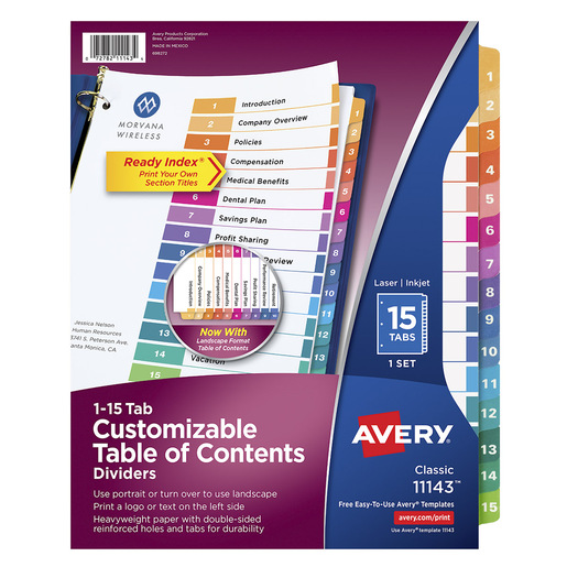 INDICE AVERY 15DIV COLOR LÁSER O INKJET