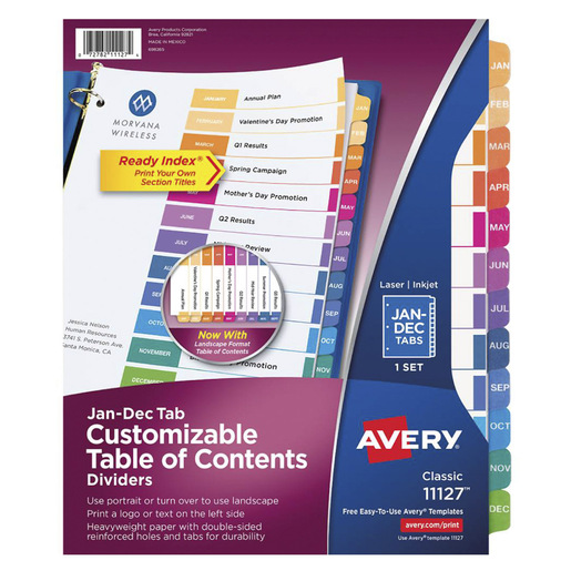 INDICE ENE-DIC COLOR LÁSER O INKJET AVERY