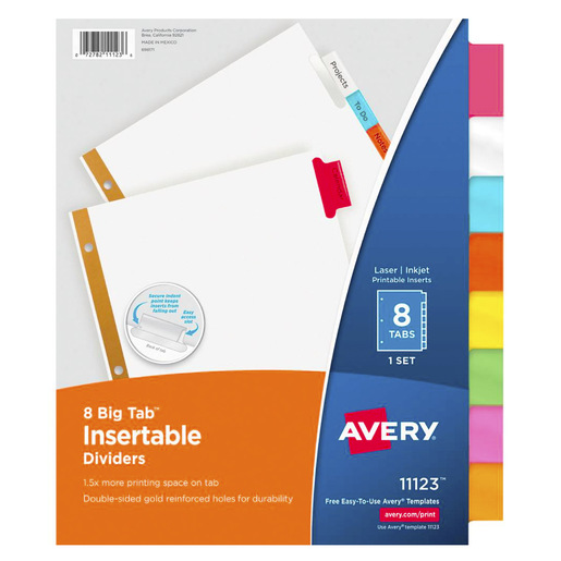 INDICE TRANSP COLOR AVERY 8DIV BIG