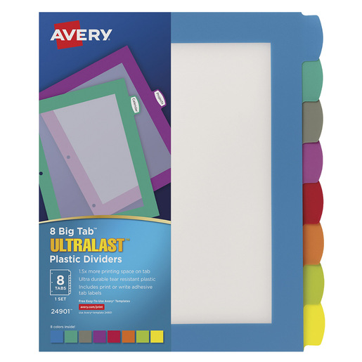 SEPARADOR PLASTICO CON VENTANA AVERY 8 PESTAÑAS
