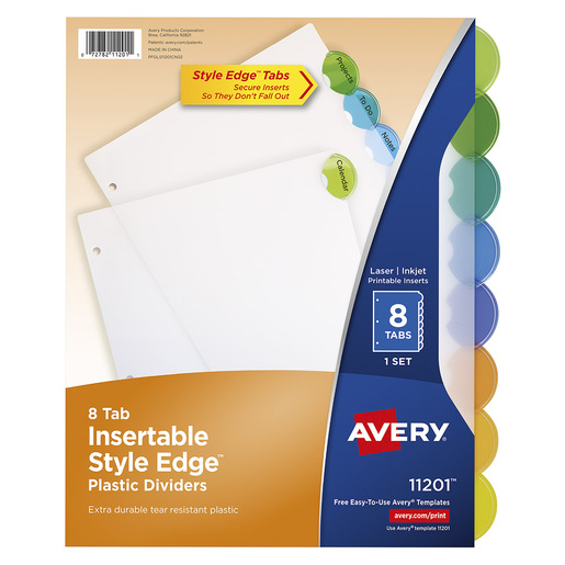 SEPARADOR AVERY 8 PESTAÑOS MULTICOLOR INSERTABLES