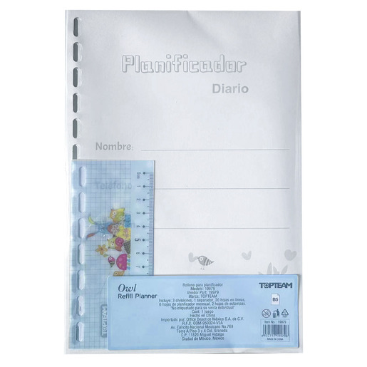 REFILL PARA CUADERNO TOP TEAM PLANIFICADOR B5 DISEÑO BÚHO