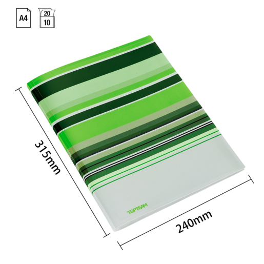 CARPETA DE PRESENTACIÓN CON 10 BOLSILLOS TOP TEAM VERDE