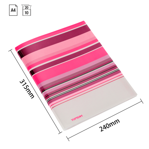CARPETA DE PRESENTACIÓN CON 10 BOLSILLOS TOP TEAM ROSA
