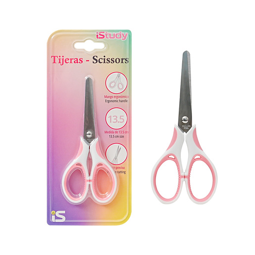 TIJERA ISTUDY 13.5CM PEQUENA COLORES PASTEL (VERDE MENTA / MORADO / ROSADO)