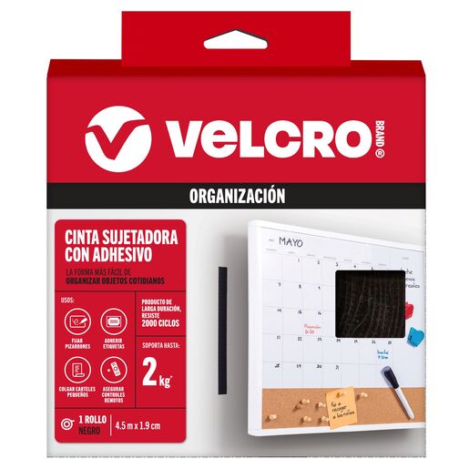 Velcro marca VELCRO con cierre de gancho y bucle. Sujecion firme, ajustable y reutilizable para organizar cables, sujetar tela y proyectos DIY.