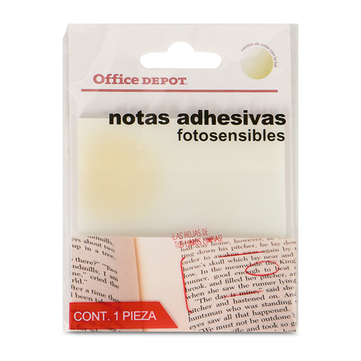 Notas adhesivas marca Office Depot reposicionables para recordatorios, marcar paginas y organizar ideas. Adhesivo que se despega sin danar, perfecto para estudio, oficina y planificacion.