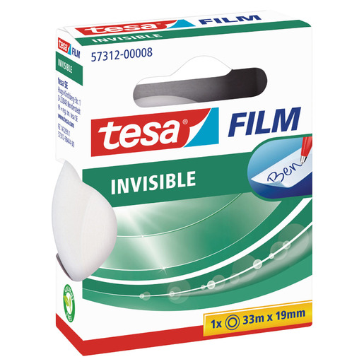 Cinta adhesiva marca tesa de uso diario en oficina, escuela y hogar. Transparente y de adhesion firme sobre papel, carton y empaques. Compatible con dispensadores estandar.