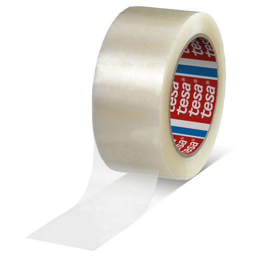 Cinta de empaque marca tesa de alta adherencia para sellar cajas, paquetes y envios. Resistente al desgarre, ideal para mudanzas, e-commerce, almacenes y uso industrial.