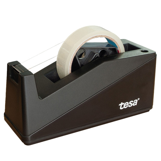 Dispensador de cinta marca tesa con base estable y corte limpio. Permite usar la cinta con una sola mano, perfecto para escritorio, oficina y zona de empaque.