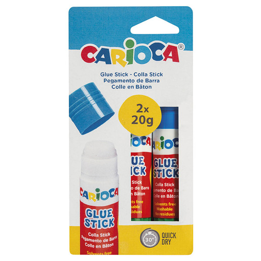 Lapiz adhesivo marca Carioca para uso escolar y de oficina. Aplicacion limpia y uniforme sobre papel, carton y foamy. Formula lavable, no toxica y de secado rapido.