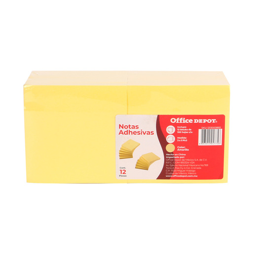 Notas adhesivas marca Office Depot reposicionables para recordatorios, marcar paginas y organizar ideas. Adhesivo que se despega sin danar, perfecto para estudio, oficina y planificacion.